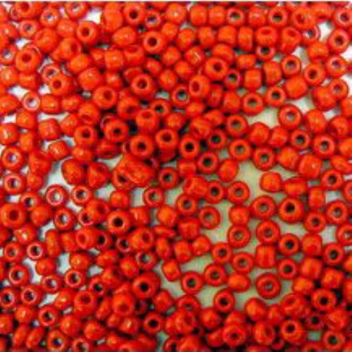 Glass beads 4 mm solid red -50 grams