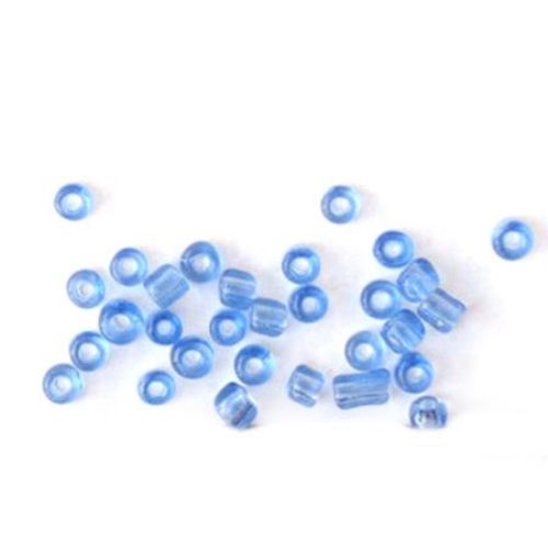 Transparent small glass beads mm  blue 2 -50 grams