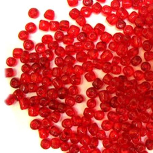 Tiny Glass Transparent Beads, Red Seed Beads, 2 mm, 50 grams
