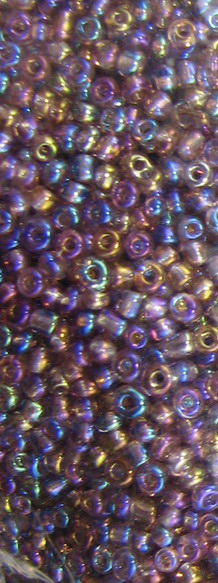 Γυάλινες χάντρες seed 2 mm διαφανές rainbow ανοιχτό μωβ-50 γραμμάρια