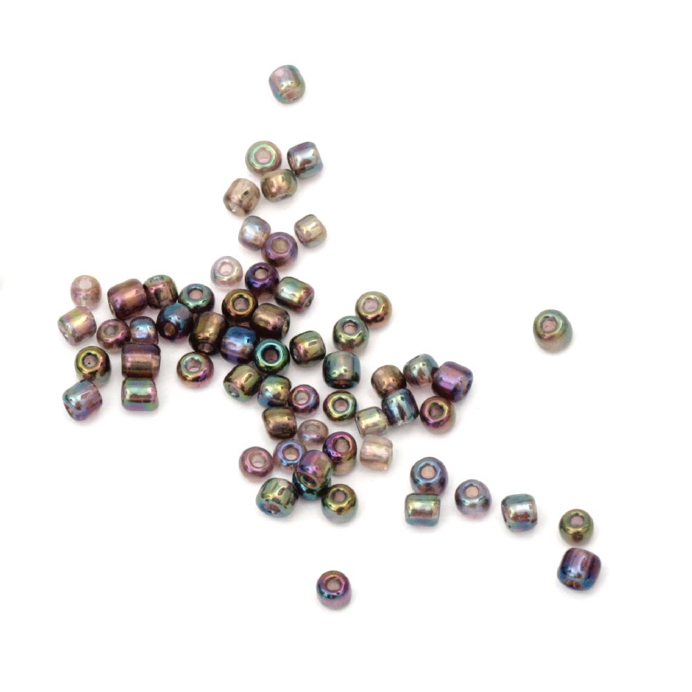 Glass beads 3 mm iris purple -50 grams