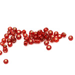 Transparent glass beads  2 mm silver thread dark red -50 grams