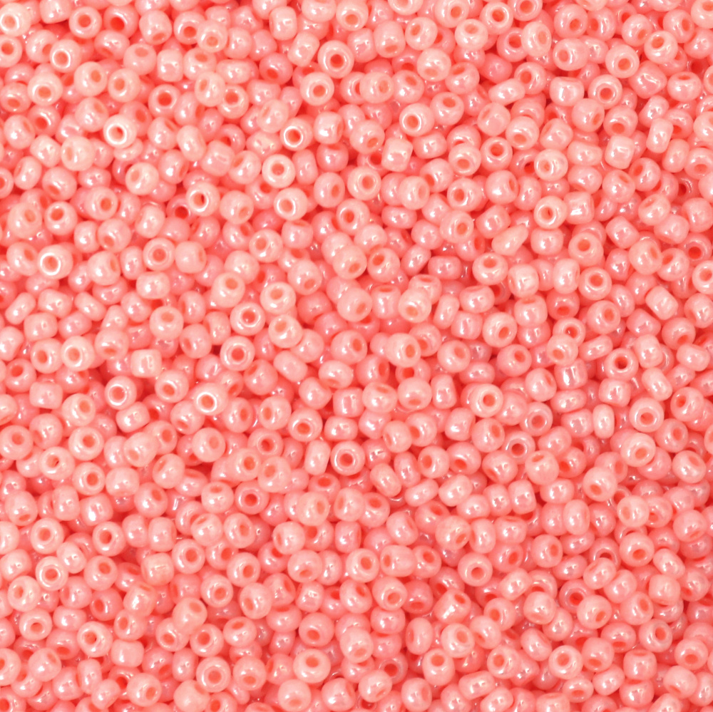 Мъниста стъклена 3 мм цейлон праскова -50 грама