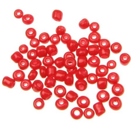Glass beads 3 mm solid red -50 grams