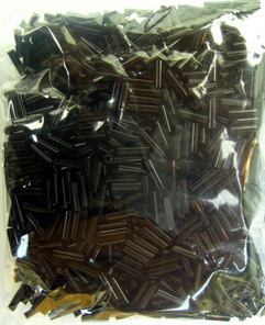 Bugle Seed Beads, 7 mm, opaque black - 50 g