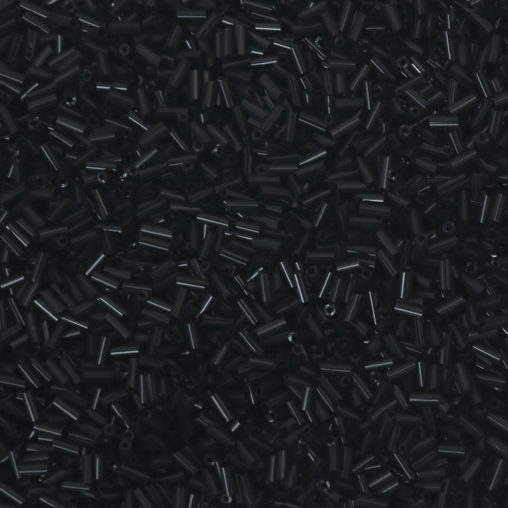 Мъниста стъклена пръчица 5 мм плътна черна -50 грама