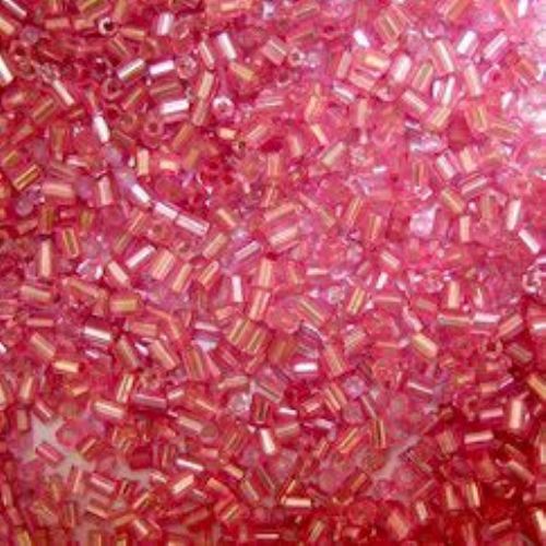 Perle de sticlă de 2 mm roz poligonal transparent -50 grame