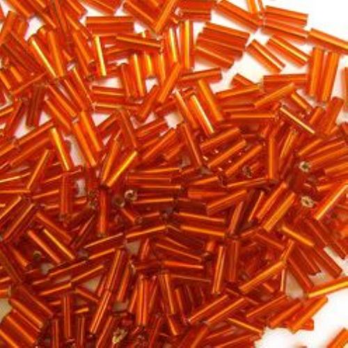 Γυάλινες χάντρες σε σχήμα ράβδου πάχος 7 mm διαφανές πορτοκαλί -50 γραμμάρια