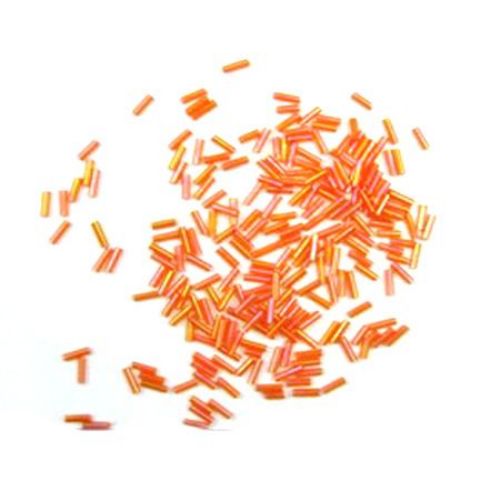 Margele de sticlă forma betisoare  de 7 mm portocaliu transparent portocaliu -50 grame