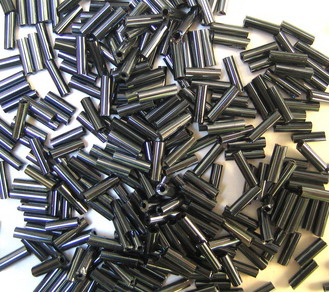 Bugle Glass, Seed Beads, 7 mm, opaque graphite -50 g