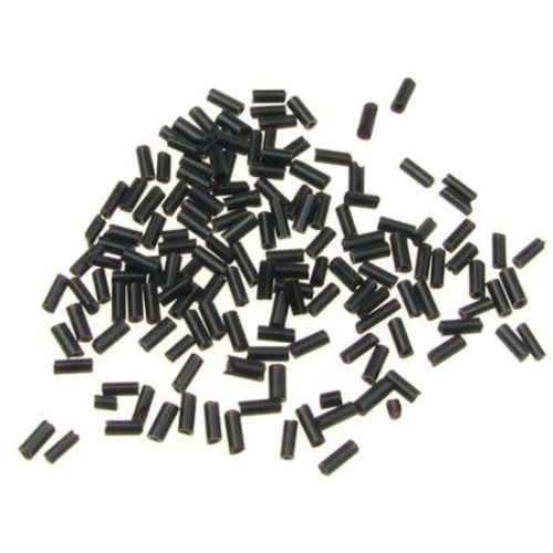 Opaque Bugle Seed Beads, Black Tube Beads, 4.5 mm, 50 grams