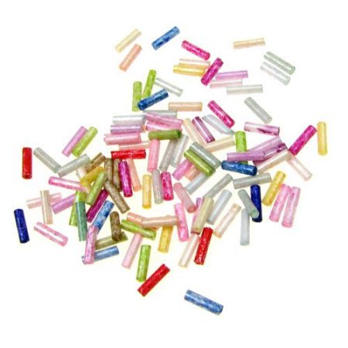 Bugle Glass Seed Beads, 2.5 mm,Mixed colors -50 g