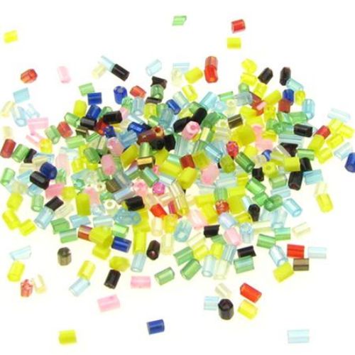 Bugle glass, seed beads 2.5 ~ 3x2 mm mixed colors - 50 grams