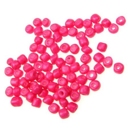 Margele de sticlă solida 4 mm grosime roz -50 grame