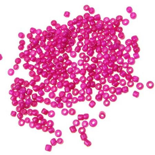 Glass beads, 2 mm, dense dark cyclamen, 50 grams.