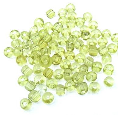 Glass Transparent Round Seed Beads, Green Lime Color, 4 mm, 50 grams