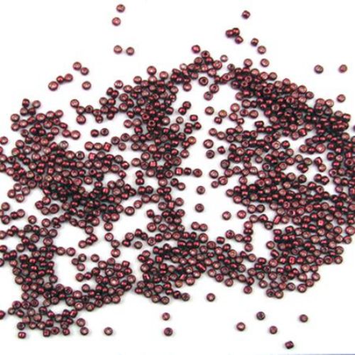 Margele de sticlă 2 mm pictat roșu -50 grame