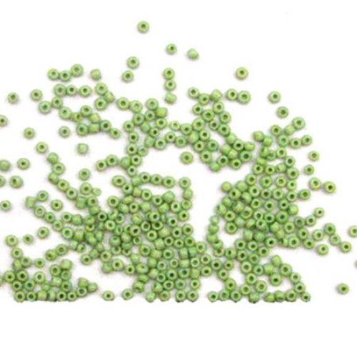 Margele de sticlă solida 2 mm verde -50 grame
