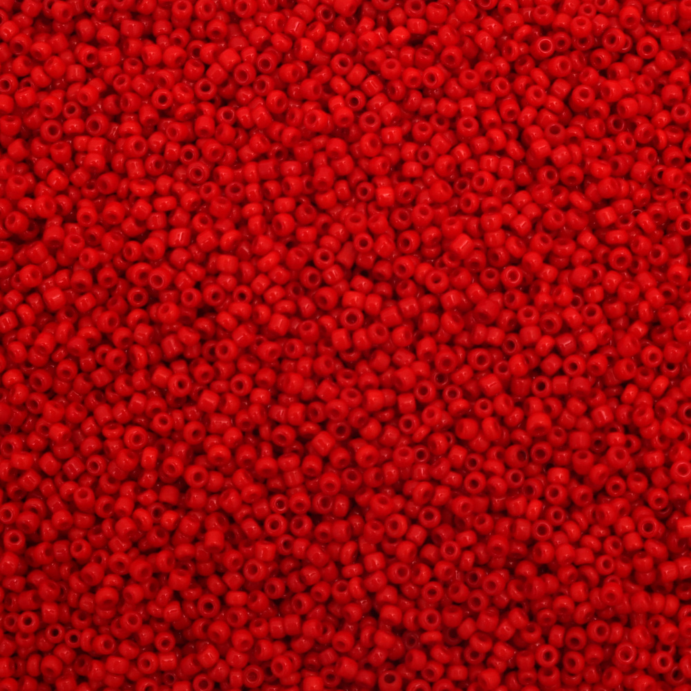 Glass beads 2 mm solid red -50 grams