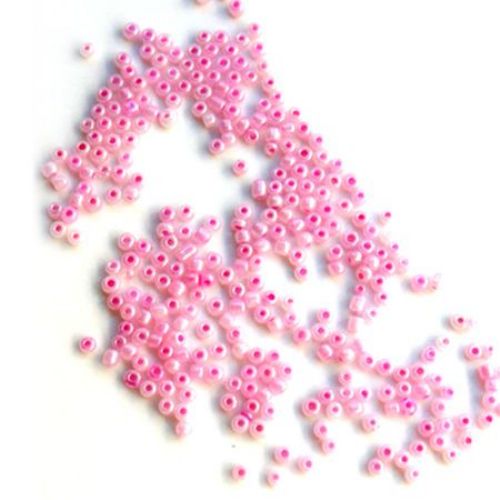 Glass beads 3 mm Ceylon pink 2 -50 grams