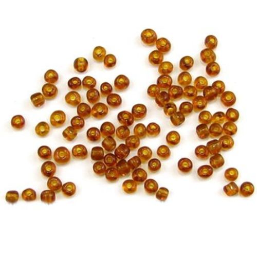 Glass beads 4 mm transparent brown -50 grams