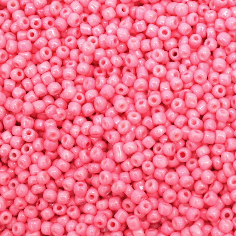 Γυάλινες χάντρες seed πάχους 4 mm ροζ μητέρας-μαργαριταριού -50 γραμμάρια