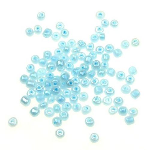 Glass beads 4 mm Ceylon blue -50 grams