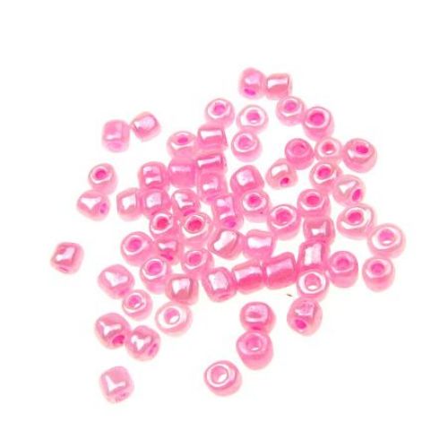 Glass beads 4 mm Ceylon pink 3 -50 grams