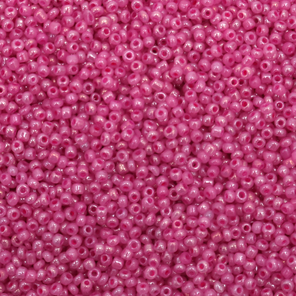 Мъниста стъклена 2 мм цейлон розово-лилава -50 грама