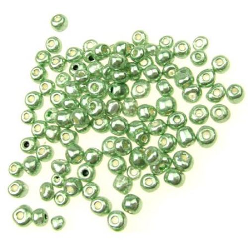 Painted Glass Seed Beads, Khaki Color, Metallic, 4 mm, 50 grams 