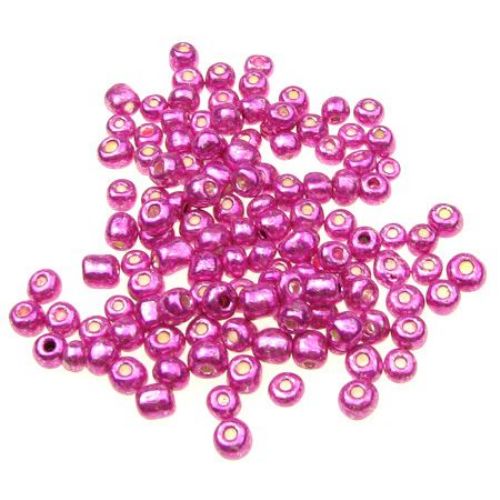 Γυάλινες χάντρες seed 4 mm βαμμένο ροζ -50 γραμμάρια