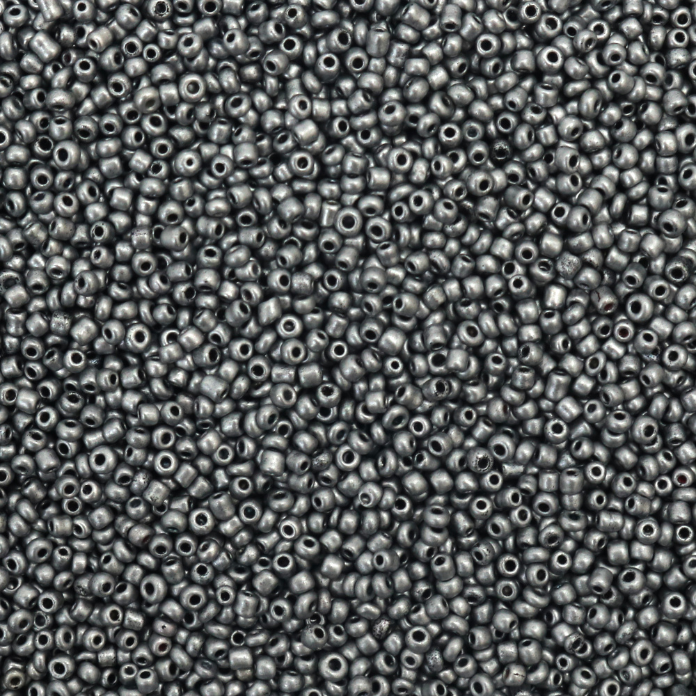 Matte Glass Seed Beads, Painted, Silver, 2 mm, 50 grams