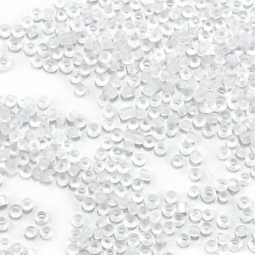 Frosted glass beads 2 mm white -50 grams