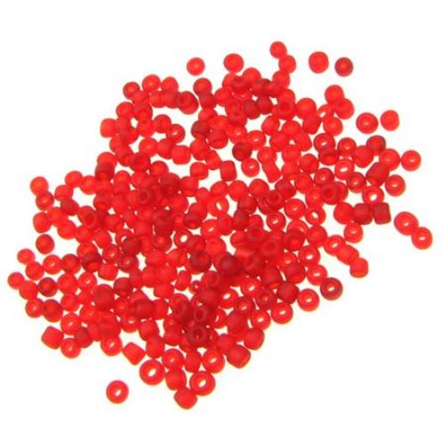 Frosted glass beads 3 mm  dark red -50 grams