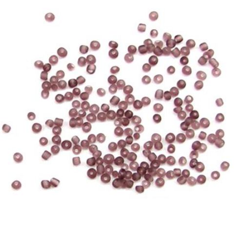 Frosted glass beads 2 mm  light purple -50 grams