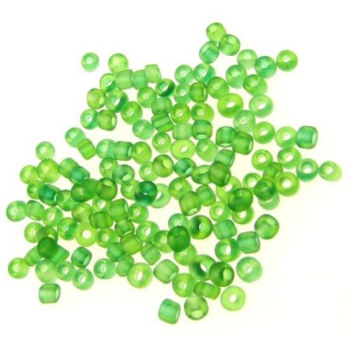 Frosted glass beads 3 mm frosted green 2 -50 grams