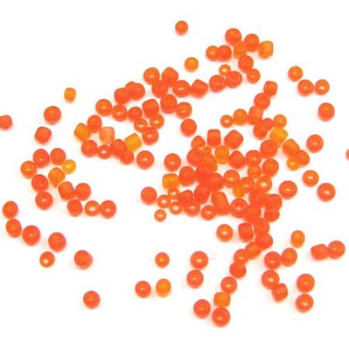 Γυάλινες χάντρες  seed 3 mm ματ πορτοκάλι -50 γραμμάρια