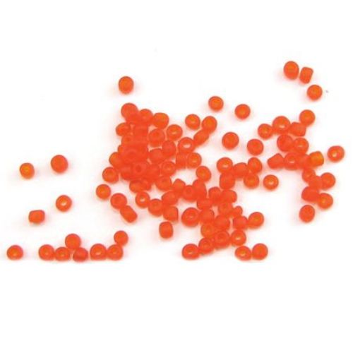 Glass beads 4 mm frosted orange -50 grams