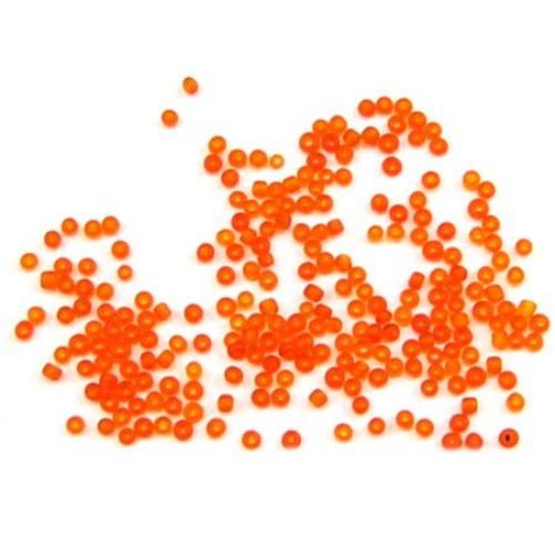 Мъниста стъклена 2 мм матирана тъмно оранжева -50 грама