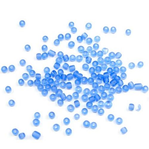Glass beads 3 mm frosted blue 3 -50 grams