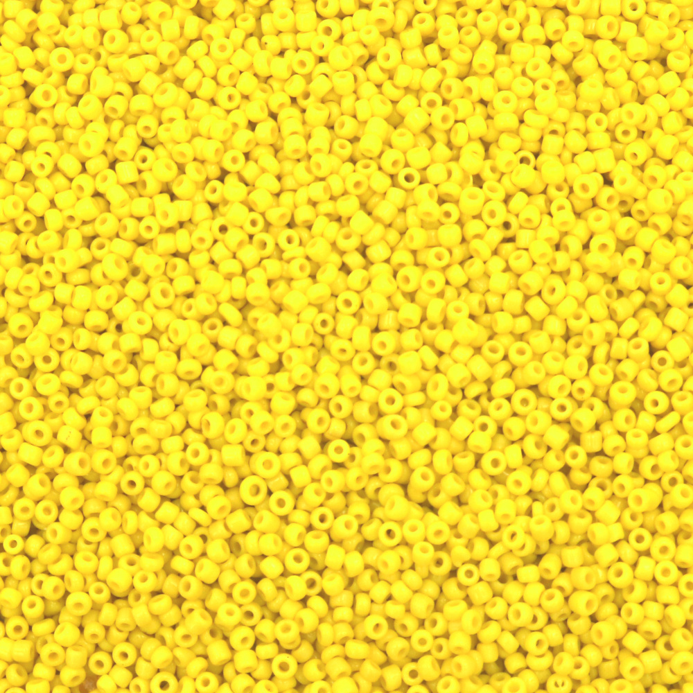 Glass Seed Beads / 2 mm /  Frosted Solid Yellow - 50 grams