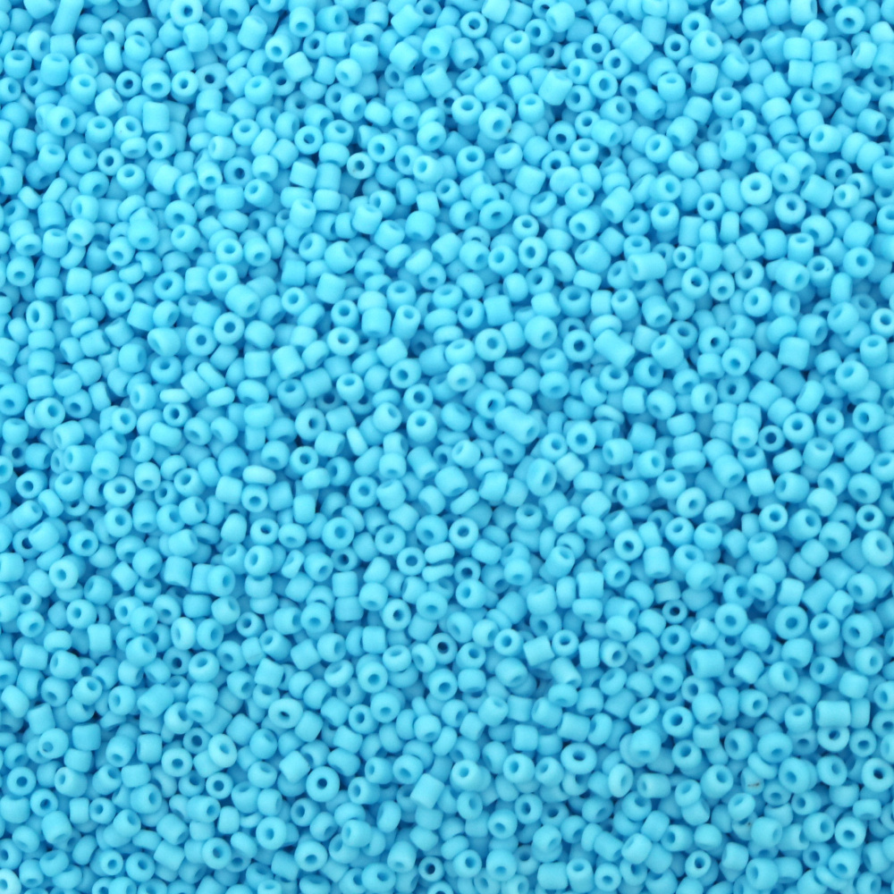 Glass Beads, 2mm, Dense, Matte Blue - 50 Grams