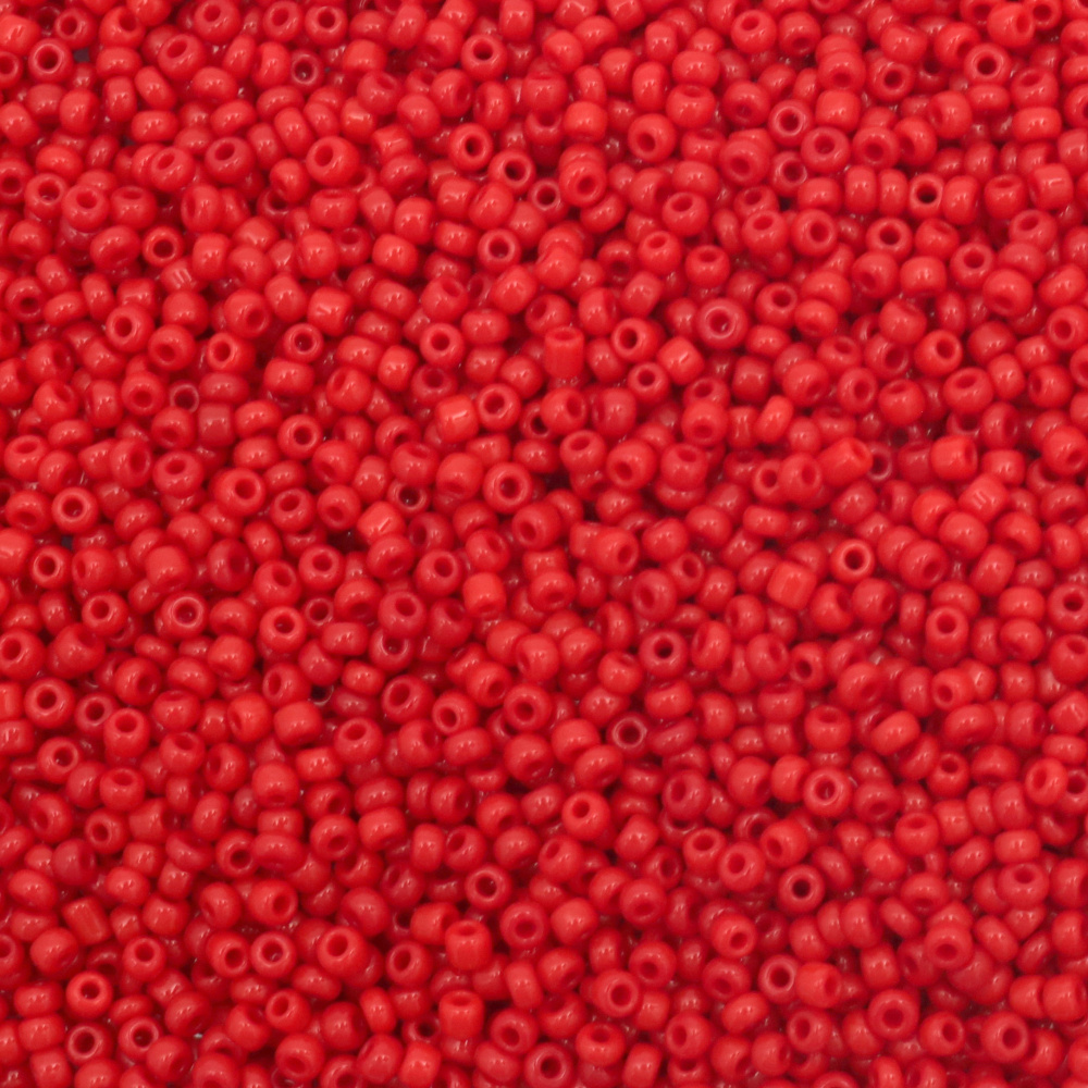 Glass beads 3 mm frosted solid red -50 grams