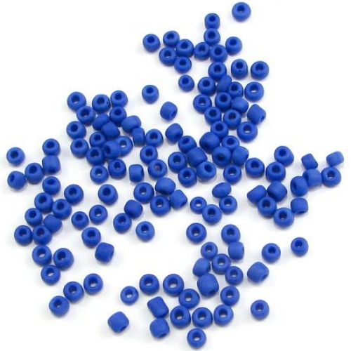 Margele de sticlă 3 mm mat albastru închis solida -50 grame