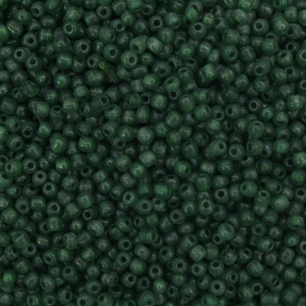 Glass Beads, 4 mm, Matte Green - 50 grams