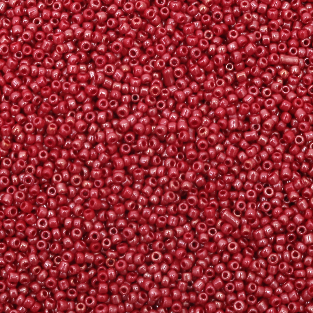 Opaque Glass Seed Beads with shiny Luster, Red , 2 mm, 50 grams
