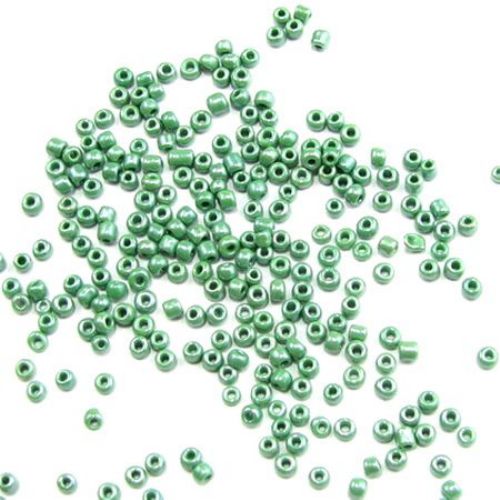 Glass beads with glaze 2 mm thick pearl dark green