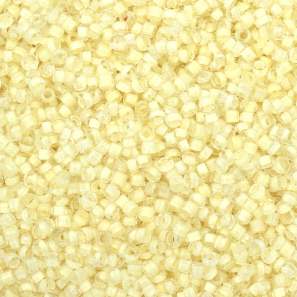 Glass Seed Beads / 3 mm /  Transparent with Solid Banana Core - 50 grams