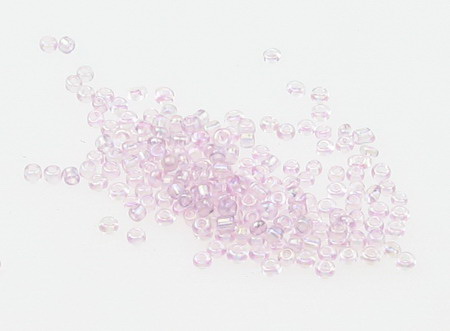Glass beads 2 mm transparent with a thread of light pink -50 grams