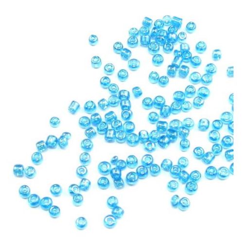 Transparent Glass Mini Beads with shiny Luster, Blue, 3 mm, 50 grams 